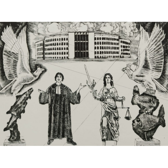 GMACH SĄDU I TEMIDA 40x30 cm Tumielewicz Czesław