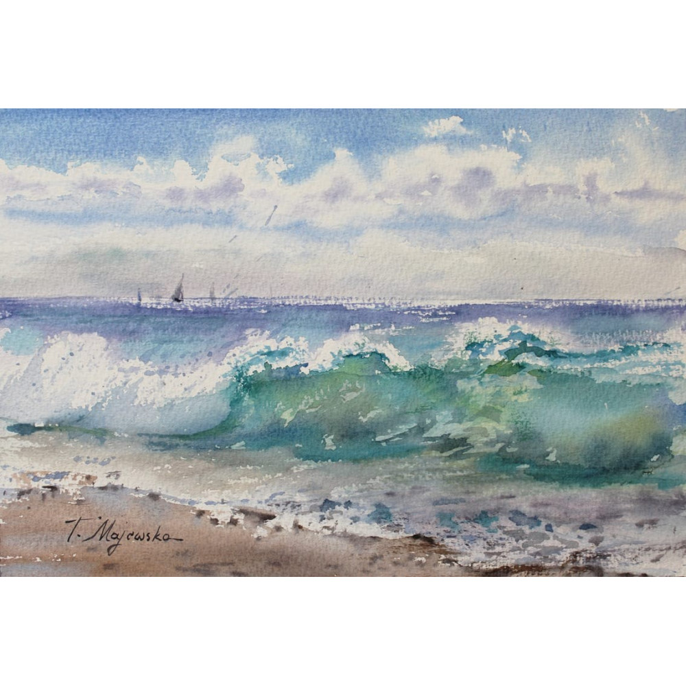 TURKUSOWA FALA 30cmx40cm Majewska Tatiana