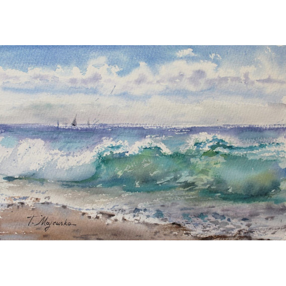 TURKUSOWA FALA 30cmx40cm Majewska Tatiana